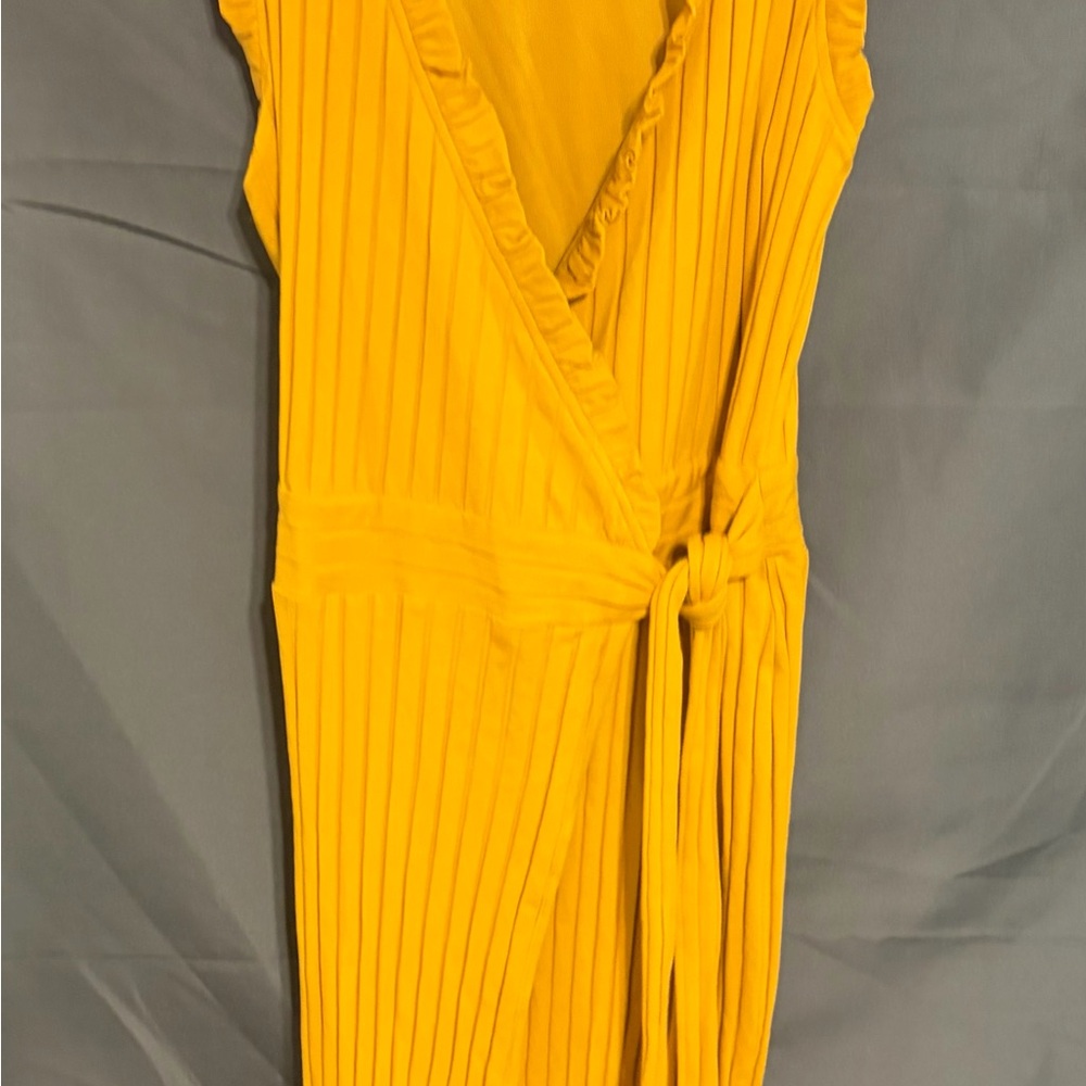 Listicle Mustard Midi Wrap Dress